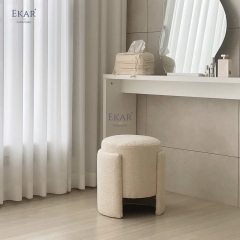 EKAR Vora Velvet Vanity Stool – Modern Round Makeup Ottoman