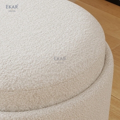 EKAR Vora Velvet Vanity Stool – Modern Round Makeup Ottoman