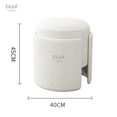 EKAR Vora Velvet Vanity Stool – Modern Round Makeup Ottoman