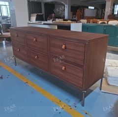 EKAR Maddox Walnut 6-Drawer Sideboard – Mid-Century Modern Storage Cabinet
