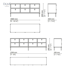 EKAR Maddox Walnut 6-Drawer Sideboard – Mid-Century Modern Storage Cabinet