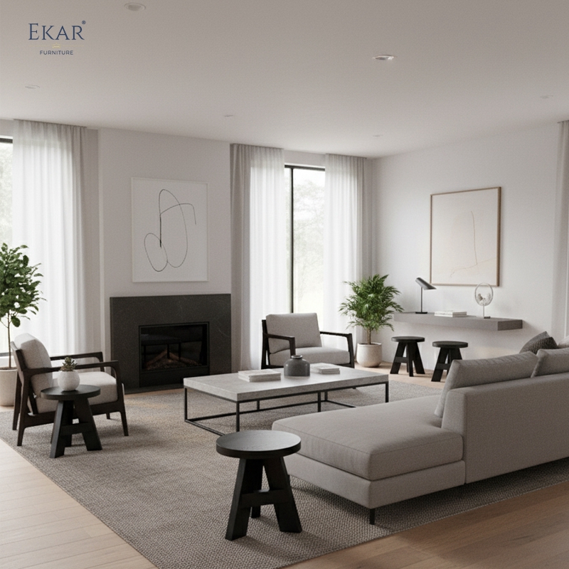 EKAR Calder Sculptural Side Table – Minimalist Solid Wood Decorative Furniture