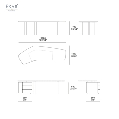 EKAR Kian Architectural Desk – Modern Minimalist Home Office Table