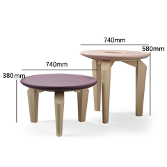 EKAR Solid wood round table side table, hollow table design