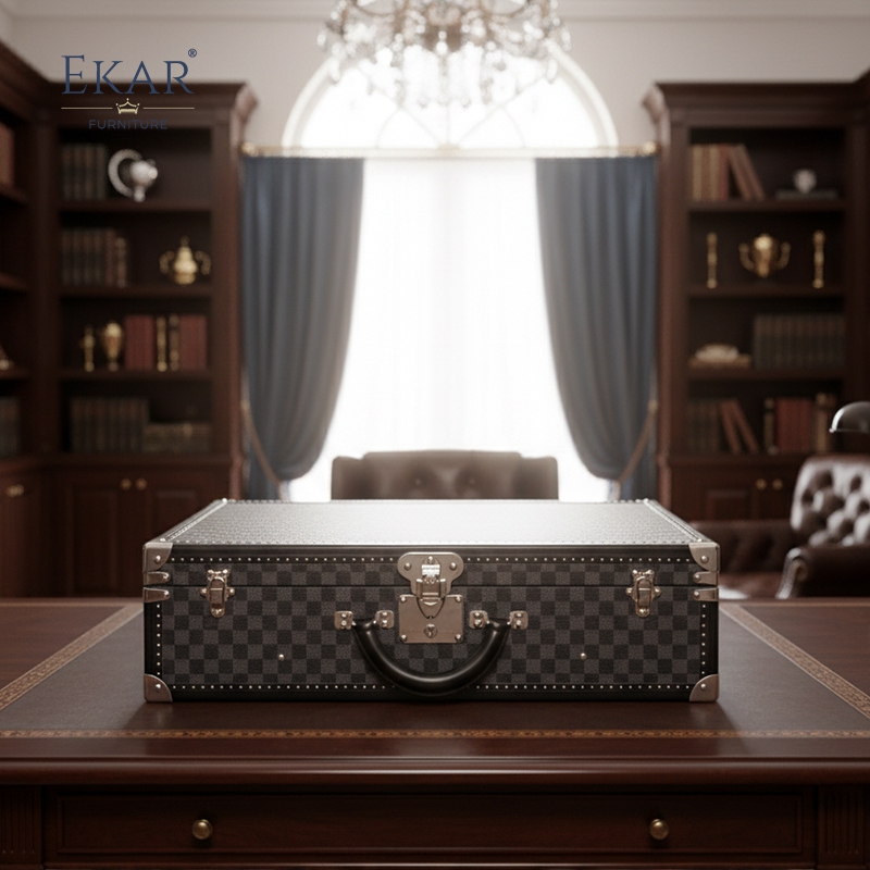 EKAR Executive Monogram Tech Briefcase | Gilded Copper Laptop & Electronics Trunk