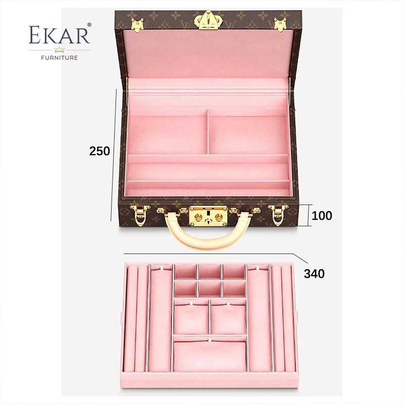 EKAR Bijoux Monogram Jewelry Briefcase | Gold-Plated Brass Portable Makeup Case