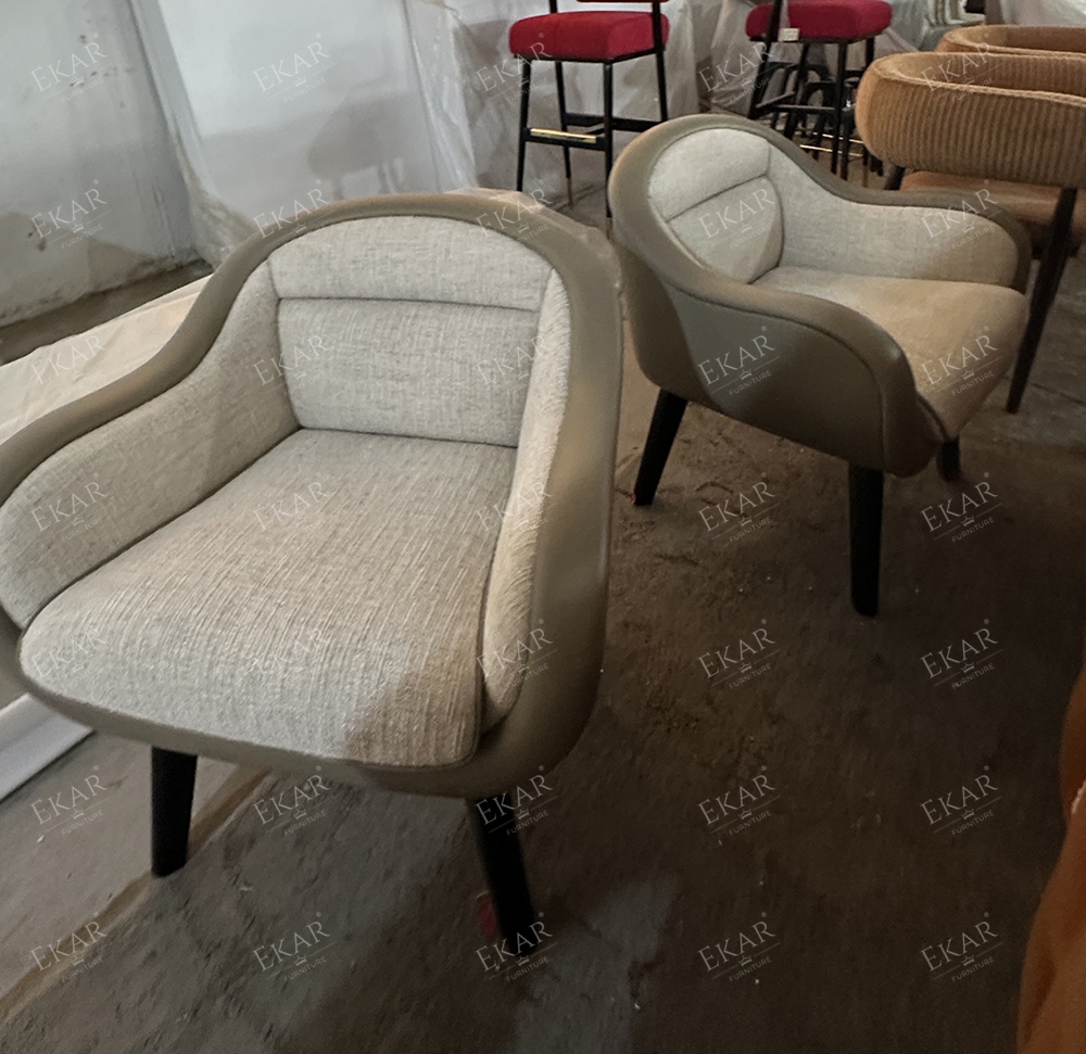 Luxurious modern velvet upholstered chair with gold veneer legs