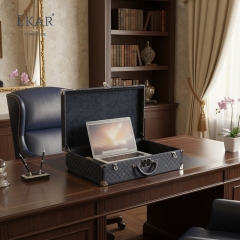 EKAR Executive Monogram Tech Briefcase | Gilded Copper Laptop & Electronics Trunk