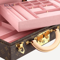 EKAR Bijoux Monogram Jewelry Briefcase | Gold-Plated Brass Portable Makeup Case