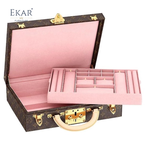 EKAR Bijoux Monogram Jewelry Briefcase | Gold-Plated Brass Portable Makeup Case