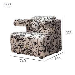 EKAR FURNITURE Luxury Knit Fabric & Linen Accent Chair with Textured Weave Design