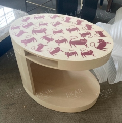 EKAR Artistic Side Table with Cat Inlay​