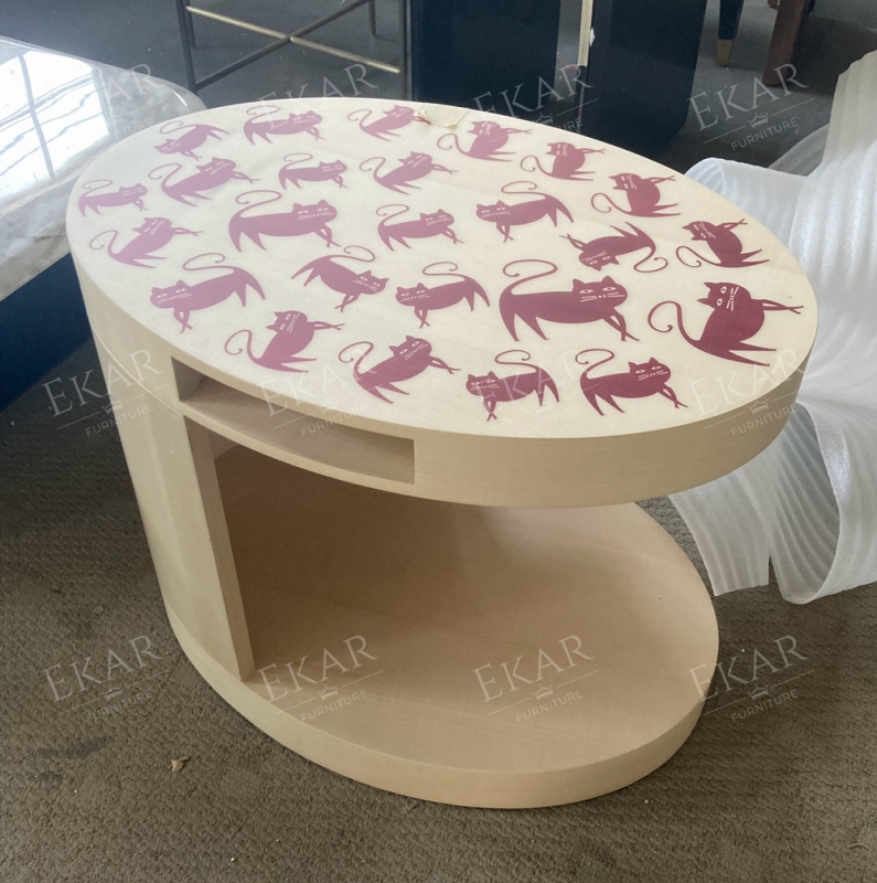 EKAR Artistic Side Table with Cat Inlay​