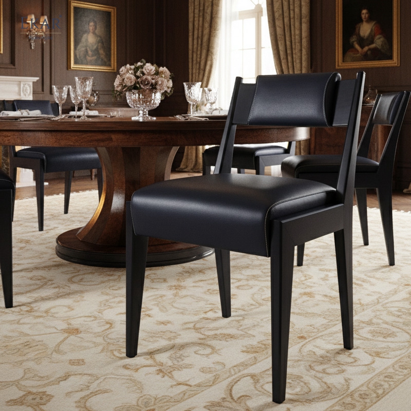 EKAR "Sterling" Leather Back Dining Chair - Quiet Luxury Formal Seating