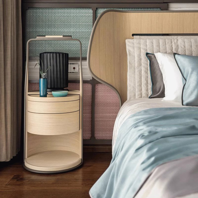 EKAR Sima Bedside Table | Top-Luxury Solid Wood Nightstand with Storage