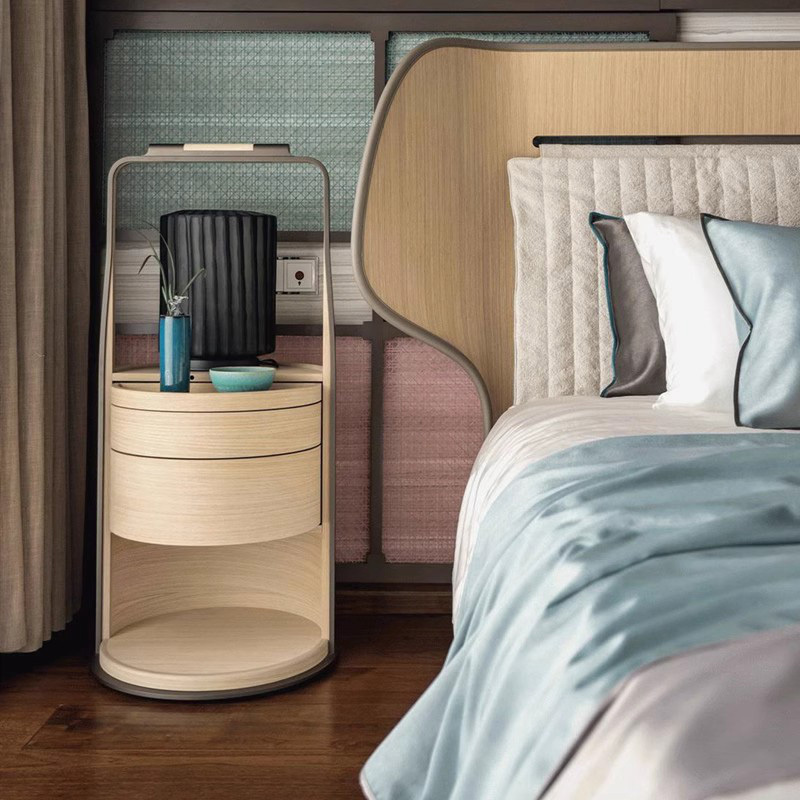 EKAR Sima Bedside Table | Top-Luxury Solid Wood Nightstand with Storage