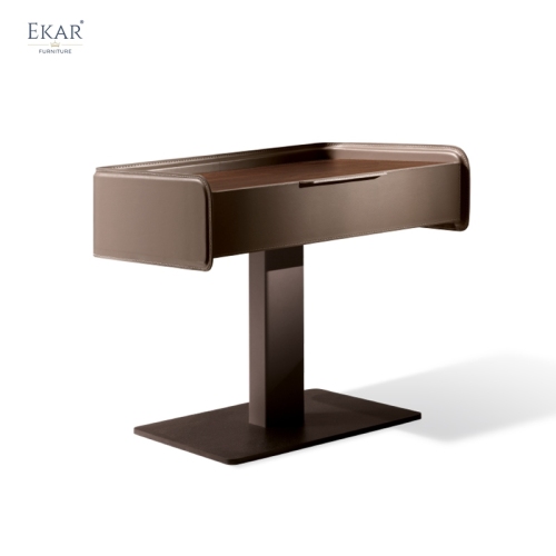 EKAR Corin Bedside Table | Top-Luxury Solid Wood with Leather Accents