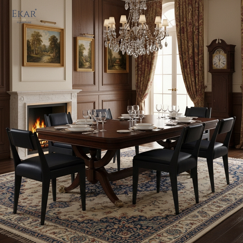 EKAR "Sterling" Leather Back Dining Chair - Quiet Luxury Formal Seating