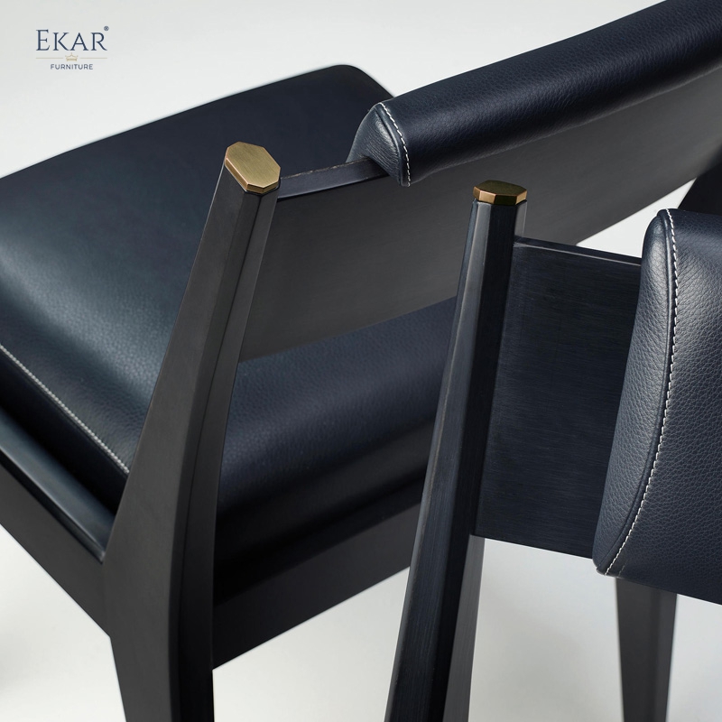 EKAR "Sterling" Leather Back Dining Chair - Quiet Luxury Formal Seating