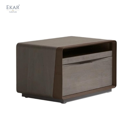EKAR Sera Bedside Table | Top-Luxury Solid Wood with Leather Accents