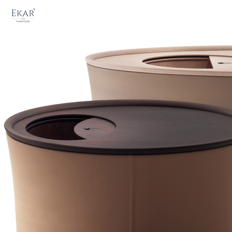EKAR Vela Coffee Table | Top-Luxury Solid Wood with Storage & Fabric/Leather Base