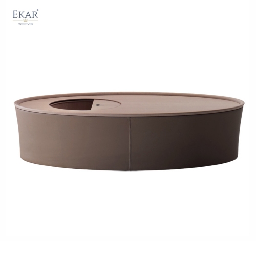 EKAR Vela Coffee Table | Top-Luxury Solid Wood with Storage &amp; Fabric/Leather Base