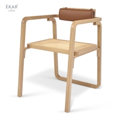 EKAR Kora Dining Chair | Top-Luxury Solid Wood, Leather & Rattan Fusion Design