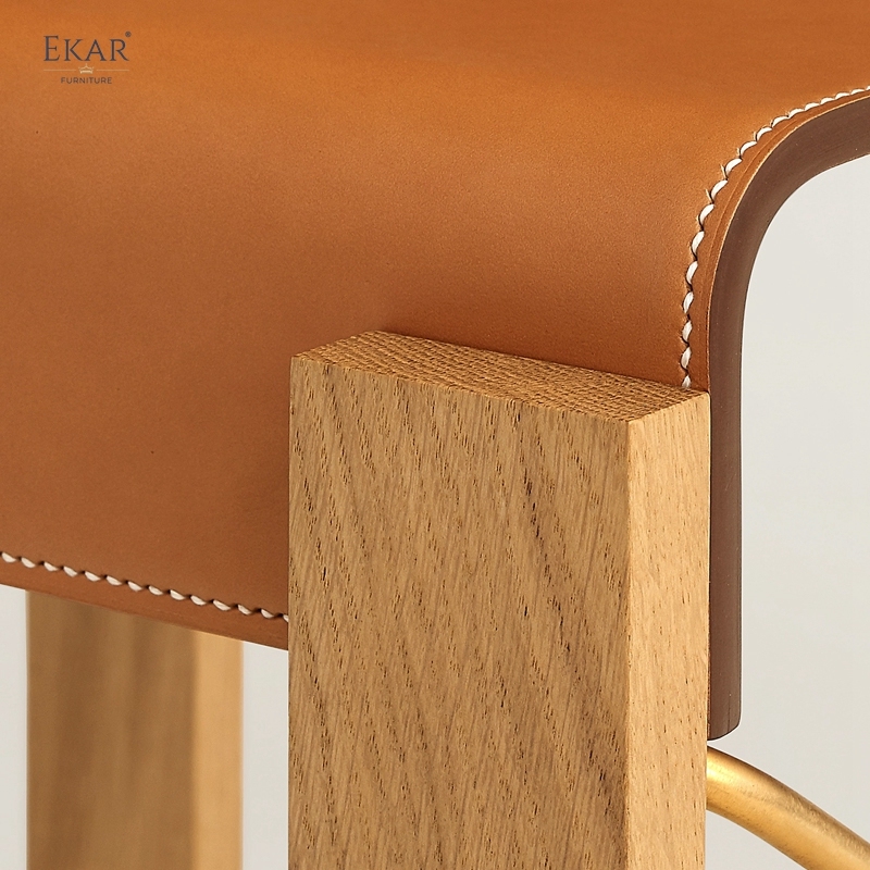 EKAR Kael Dining Chair | Top-Luxury Solid Wood, Leather & Metal Fusion
