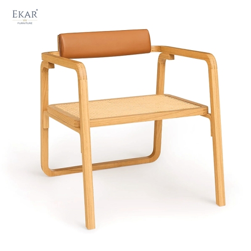 EKAR Zena Lounge Chair | Top-Luxury Solid Wood, Leather &amp; Rattan Fusion