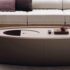EKAR Vela Coffee Table | Top-Luxury Solid Wood with Storage & Fabric/Leather Base