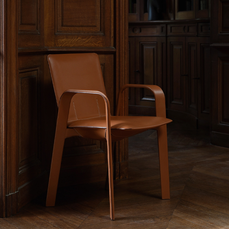 EKAR Sella Dining Chair | Top-Luxury Solid Wood with Full Genuine Leather Wrap