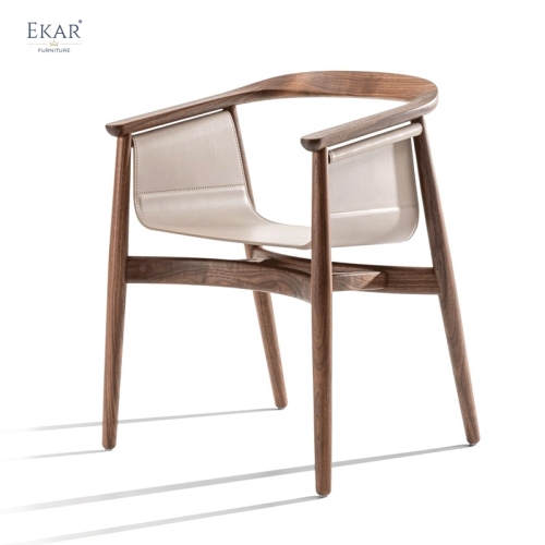 EKAR Zenith Dining Chair | Top-Luxury Solid Wood with Genuine Leather Details