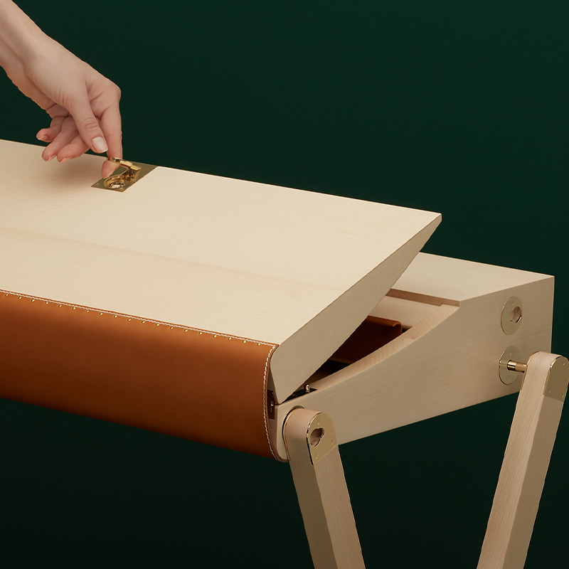 EKAR Seraphina Writing Desk | Top-Luxury Solid Wood with Leather & Metal Accents