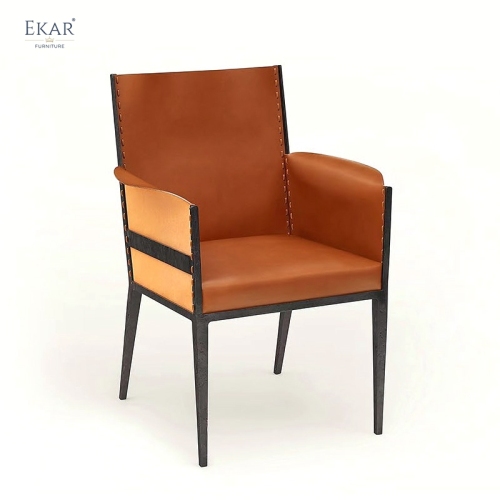 EKAR Hudson Artisan Saddle Leather Armchair with Industrial Metal Frame