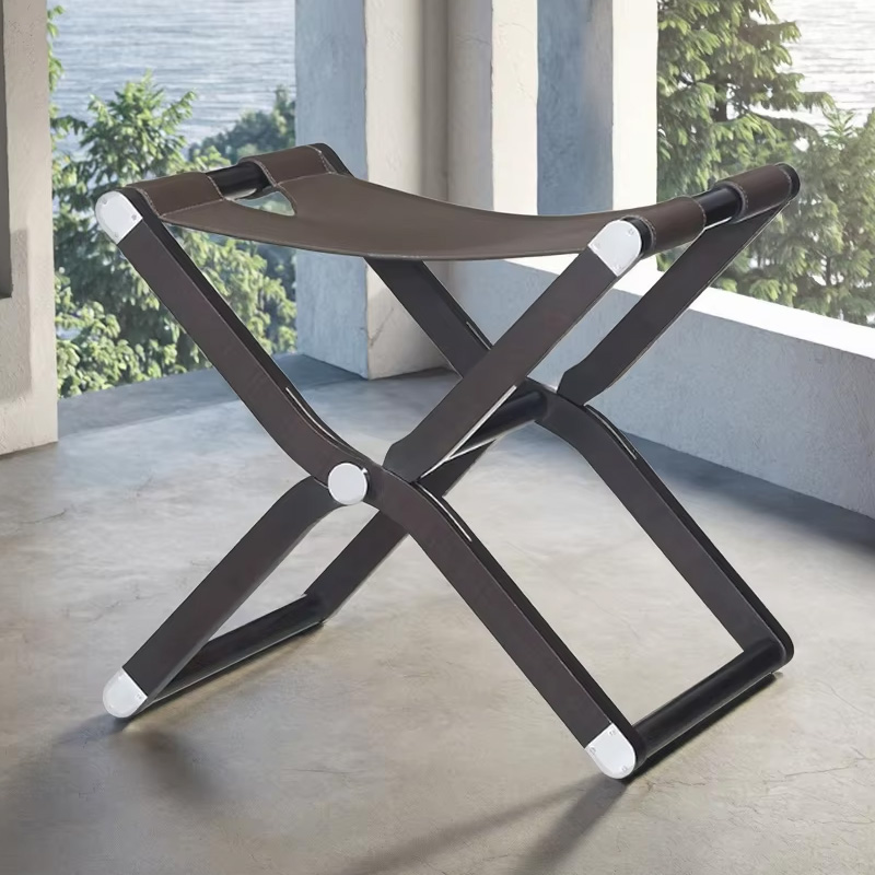 EKAR Calista Stool | Top-Luxury Solid Wood Frame & Genuine Leather Seat