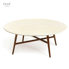 EKAR Novara Coffee Table | Top-Luxury Stone Top & Solid Wood Frame – Elegance for Premium Living Spaces