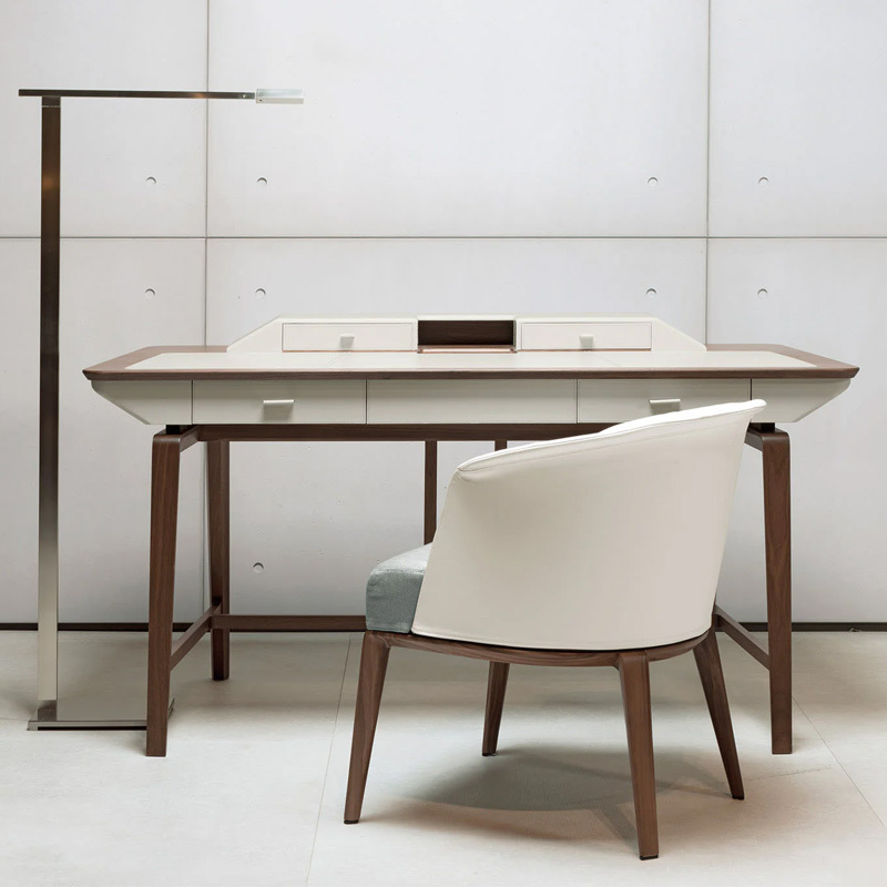 EKAR Thalia Writing Desk | Top-Luxury Solid Wood & Leather Fusion Design