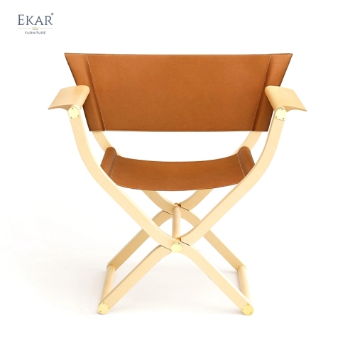 EKAR Elara Folding Lounge Chair | Top-Luxury Solid Wood with Genuine Leather Details