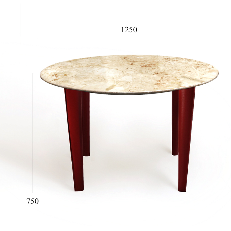 EKAR Lira Round Dining Table | Top-Luxury Natural Marble Top & Leather-Wrapped Legs