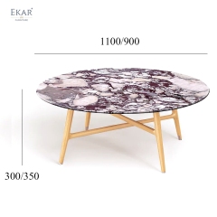 EKAR Novara Coffee Table | Top-Luxury Stone Top & Solid Wood Frame – Elegance for Premium Living Spaces