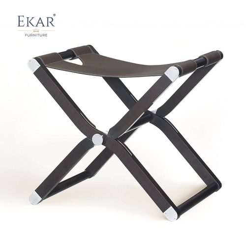 EKAR Calista Stool | Top-Luxury Solid Wood Frame &amp; Genuine Leather Seat