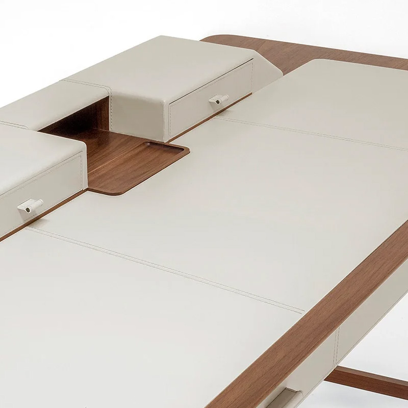 EKAR Thalia Writing Desk | Top-Luxury Solid Wood & Leather Fusion Design