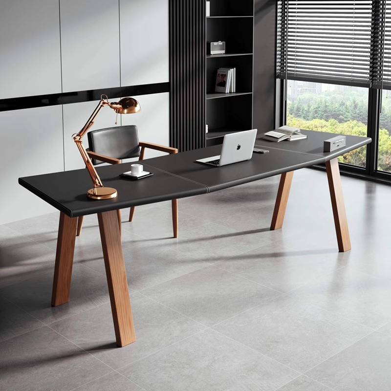 EKAR Veyra Writing Desk | Top-Luxury Solid Wood with Genuine Leather Accents