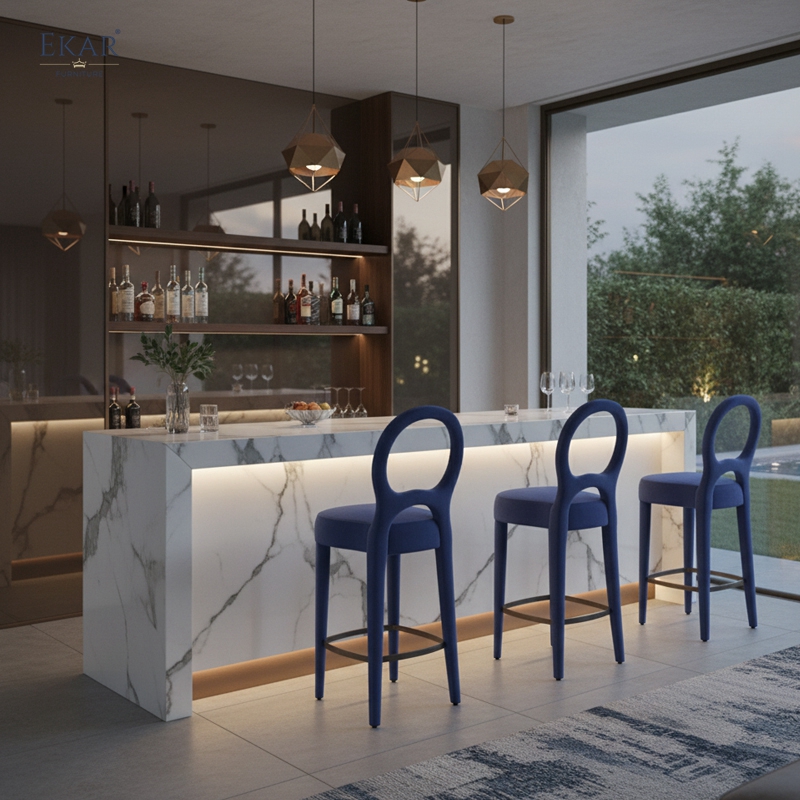 EKAR "Zenith" Modern Upholstered Bar Stool - Designer Restaurant Furniture