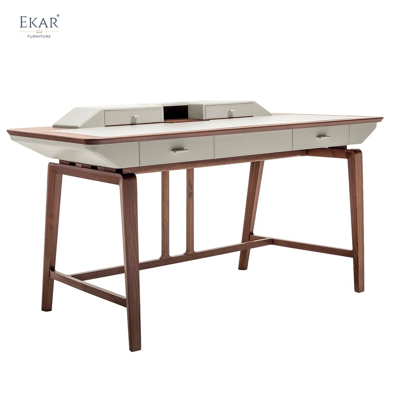 EKAR Thalia Writing Desk | Top-Luxury Solid Wood & Leather Fusion Design