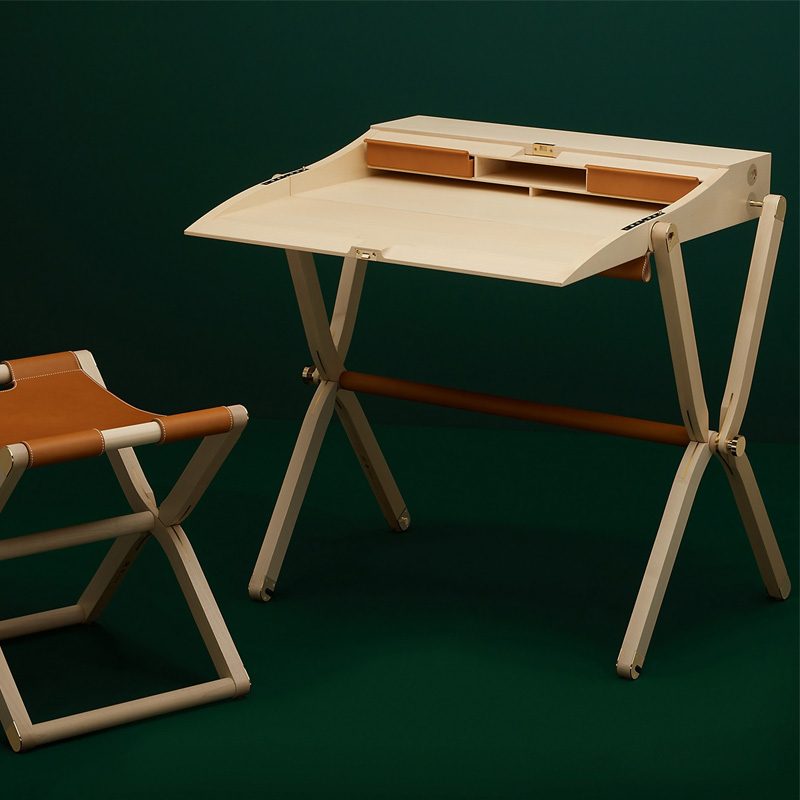 EKAR Seraphina Writing Desk | Top-Luxury Solid Wood with Leather & Metal Accents