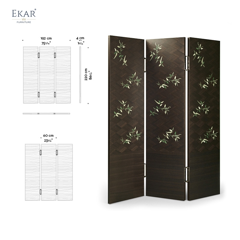 EKAR "Opus" Designer Folding Screen - Luxury Wood Veneer Living Room Furniture