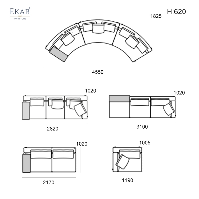 EKAR "Aura" Modern Minimalist Sofa - Luxury Modular Living Room Furniture