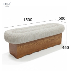 EKAR "Milo" Mid-Century Modern Upholstered Bench – Handcrafted Solid Wood Bedroom