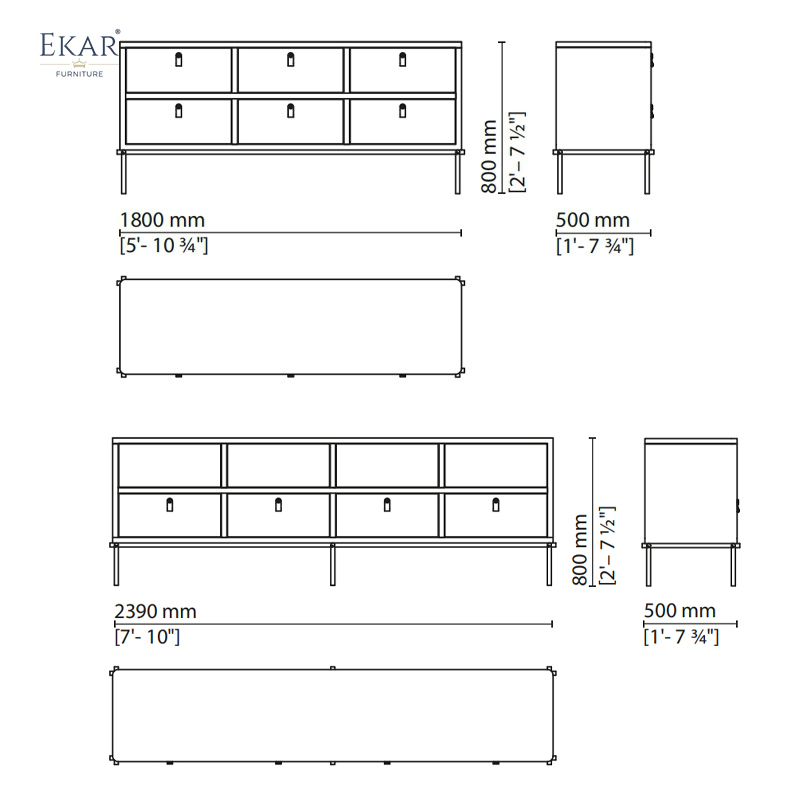 Modern Wood TV Cabinet – Sleek Metal Legs and Ample Storage Design